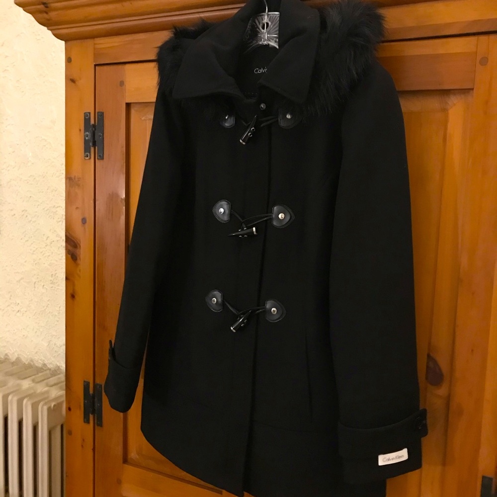 Calvin Klein Black Toggle Coat.